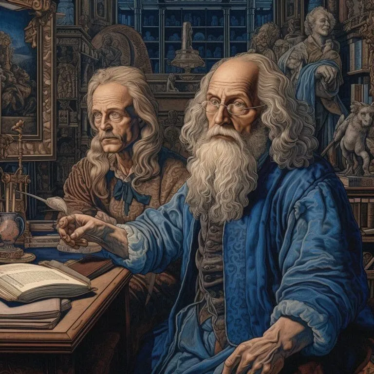 carl Jung and Terence McKenna in an art gallery