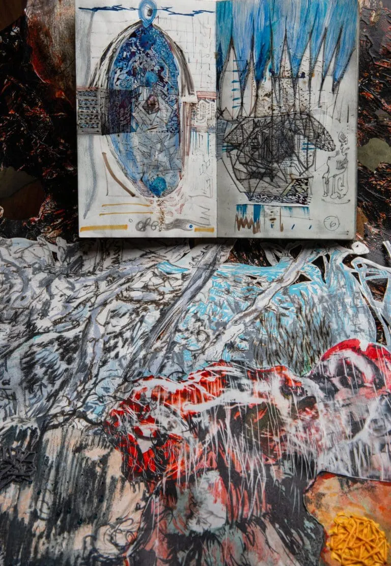 Buddhist Sketchbook Installation - Blood