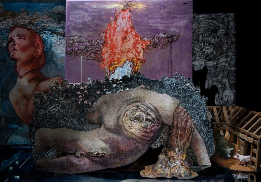 Elephant Man studio installation with Godclit and Red Head